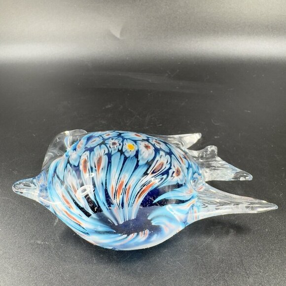Vintage Venetian Glass Fish Figurine Paperweight With Heavy Millefiori Glass VTG - Picture 6 of 11